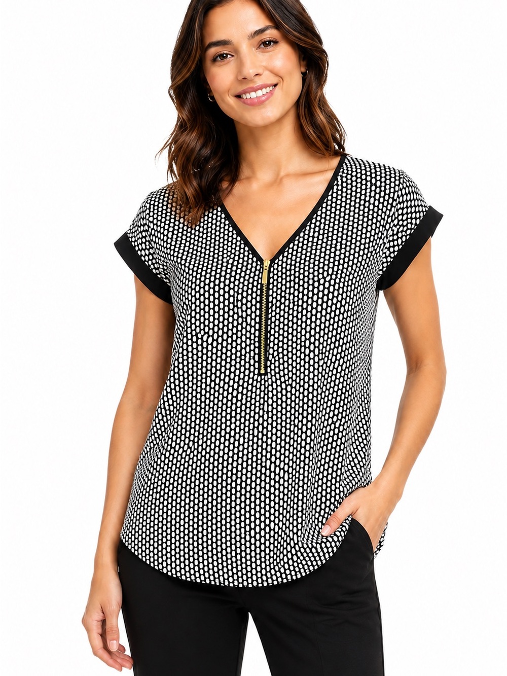 Express V-Neck Zip Blouse Size Small